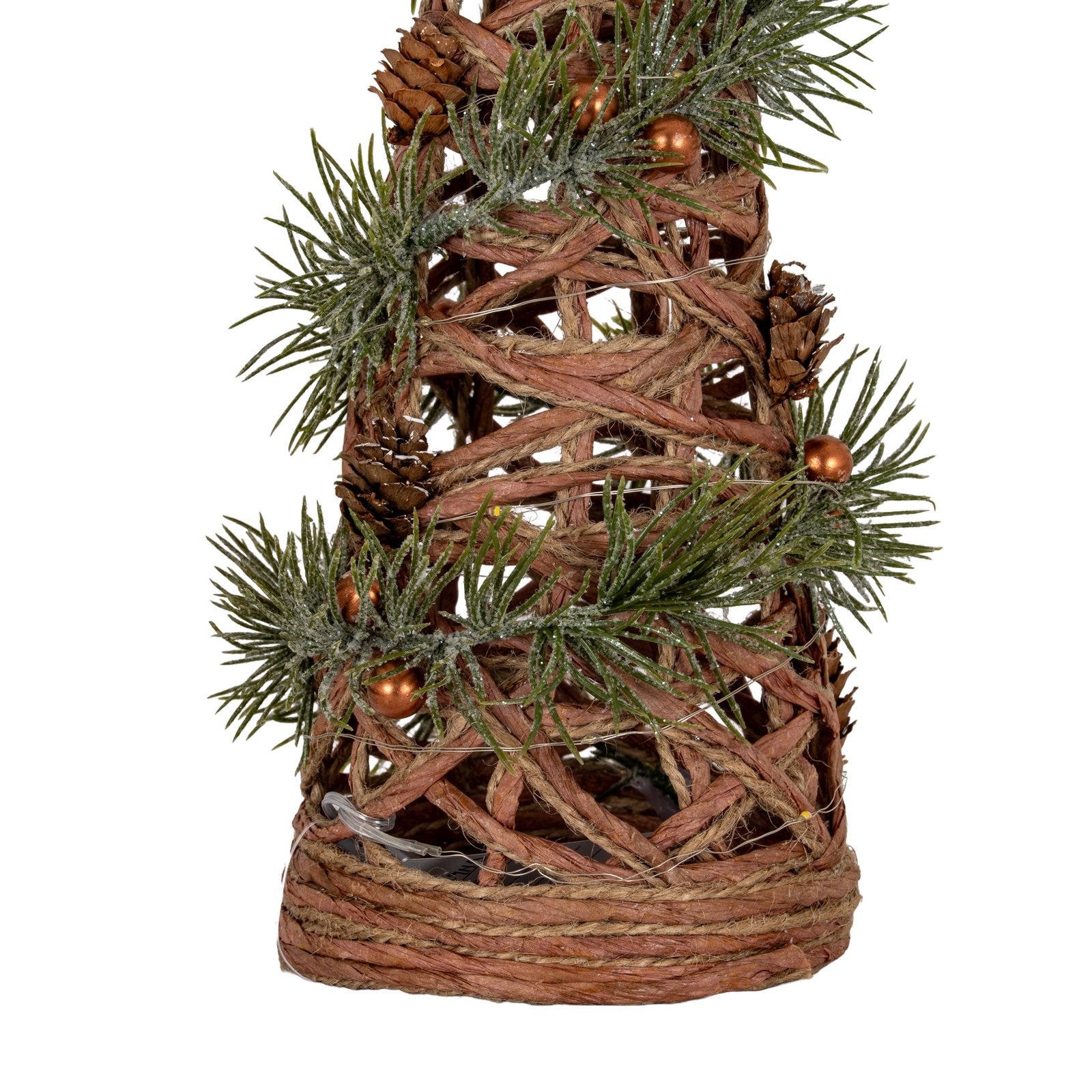 Large LED Frosted Natural Rattan Cone Tree With Branches - Image 2