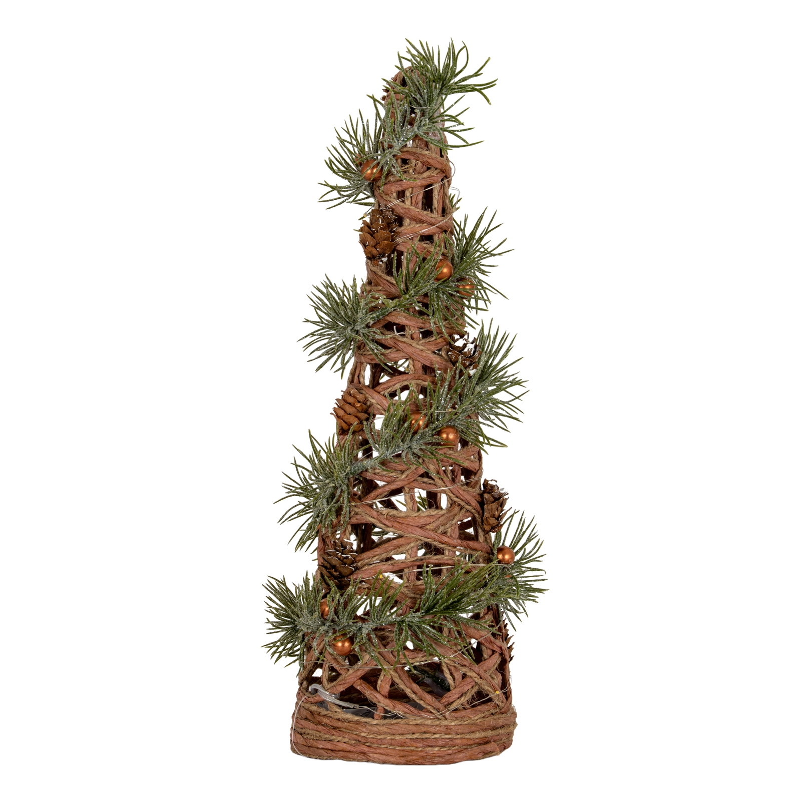 Large LED Frosted Natural Rattan Cone Tree With Branches - Image 1