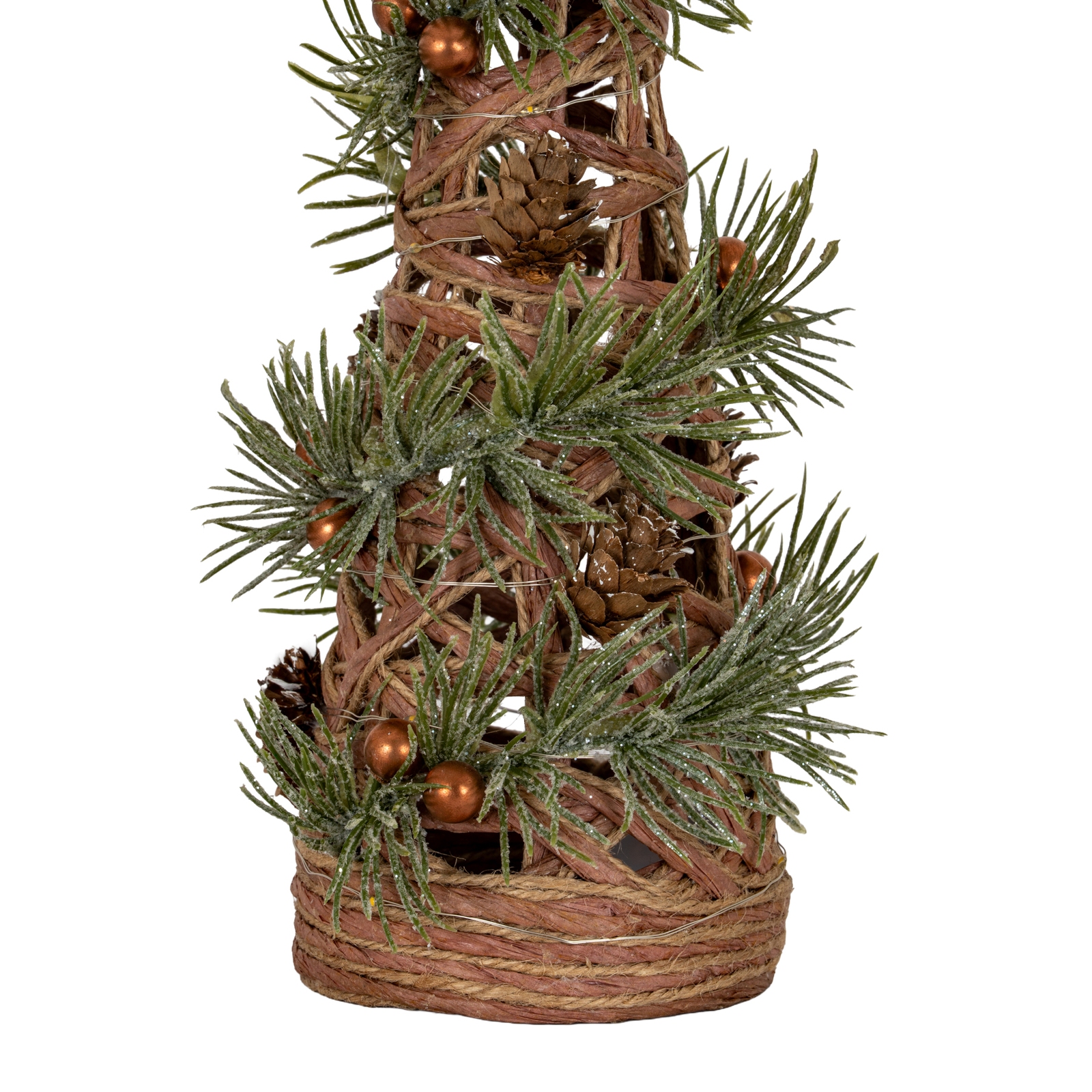 Small LED Frosted Natural Rattan Cone Tree With Branches - Image 2