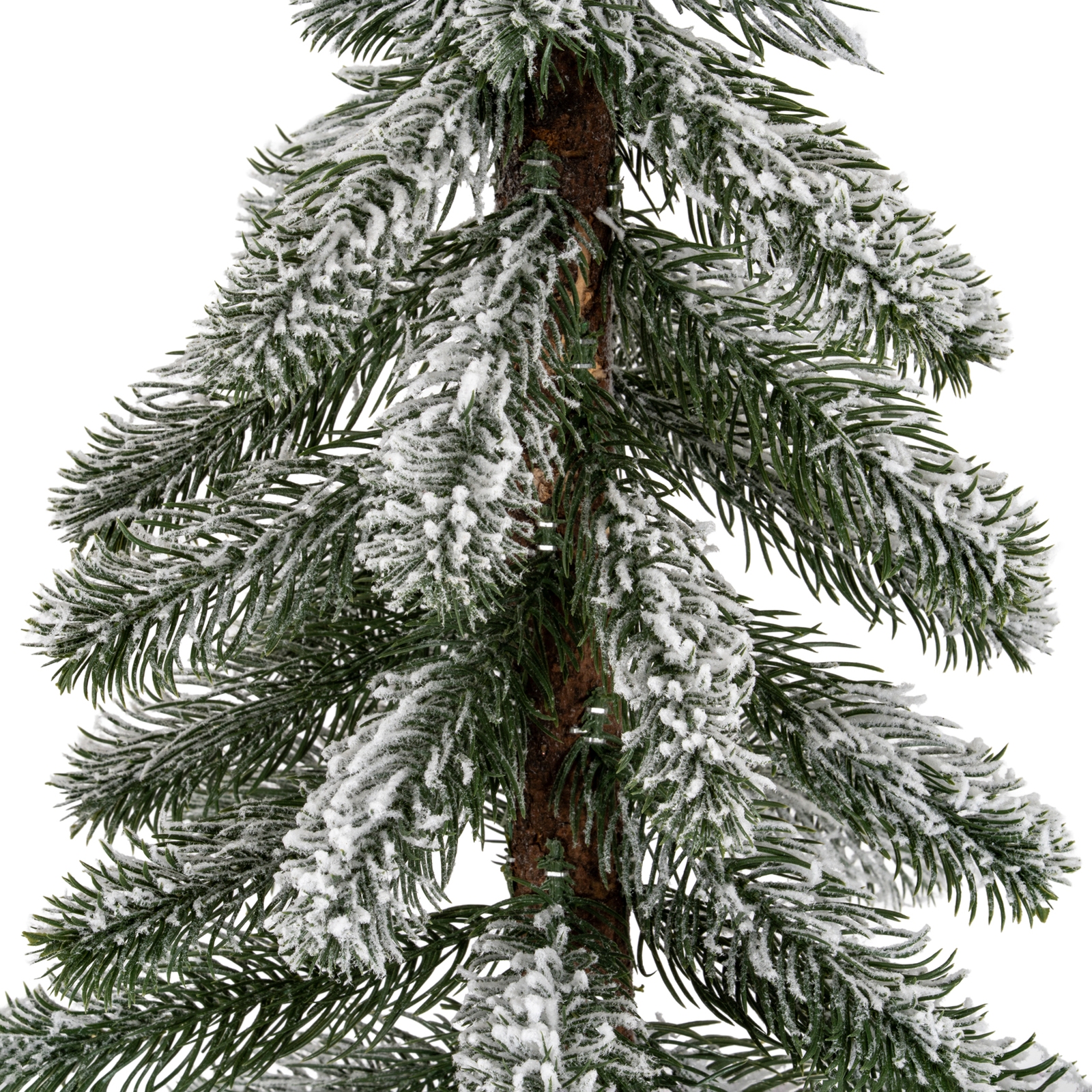 Medium Snowy Pine Tree On Wooden Stand - Image 2