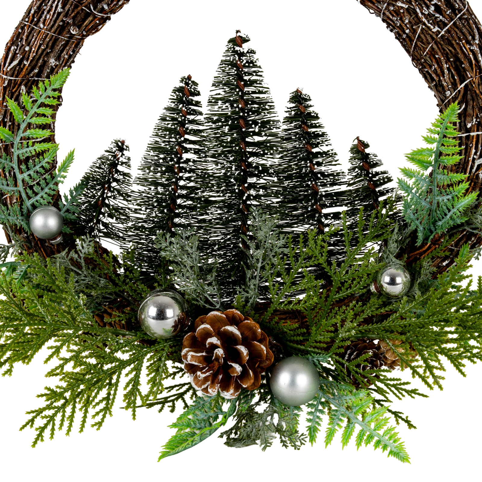 Festive Brush Tree Wreath With Baubles And Pinecones - Image 2