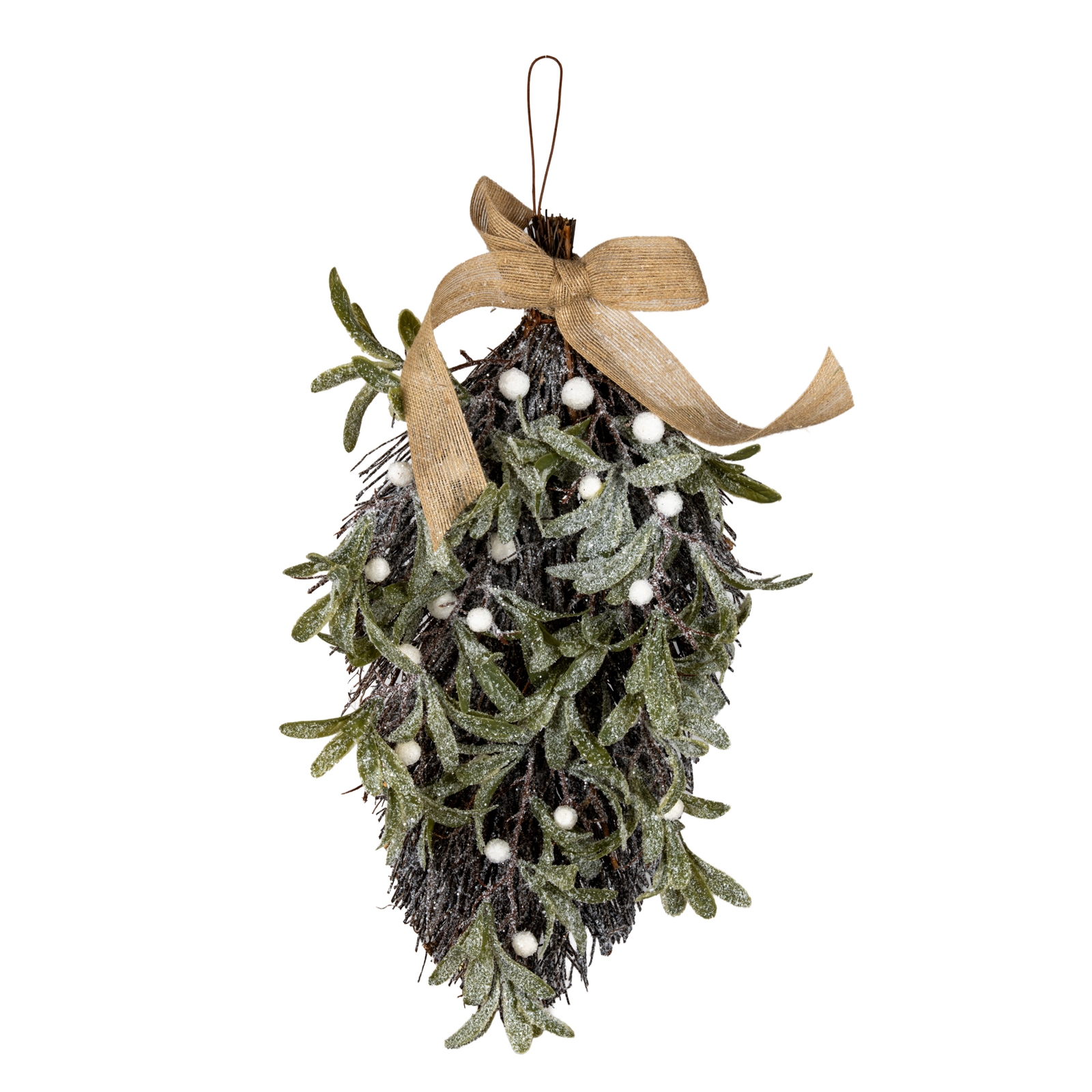 Frosted Mistletoe And Pine Swag With Ribbon - Image 1