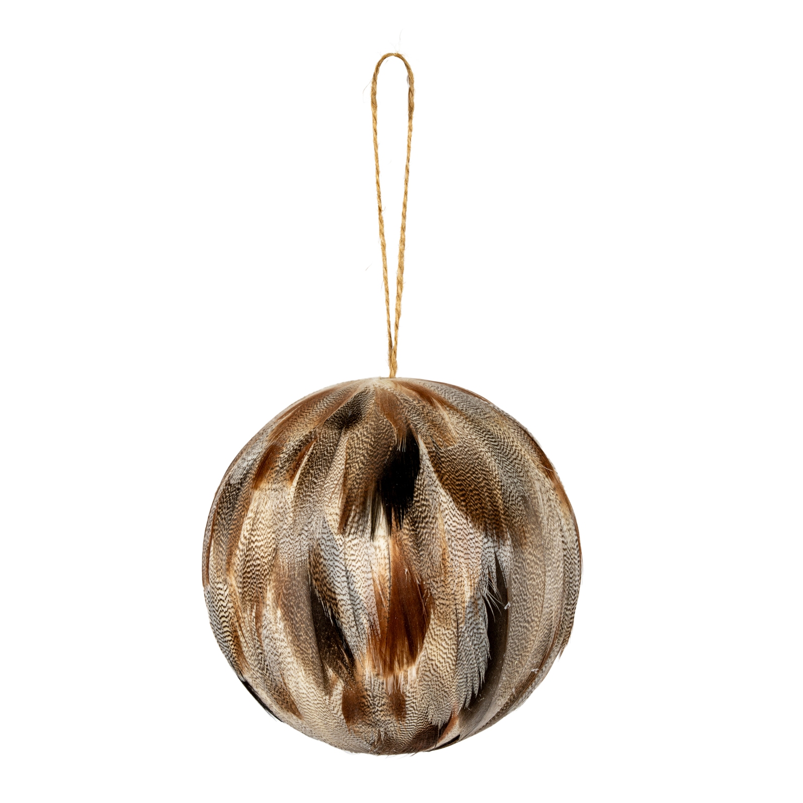 Large Fawn Feathered Bauble - Image 1