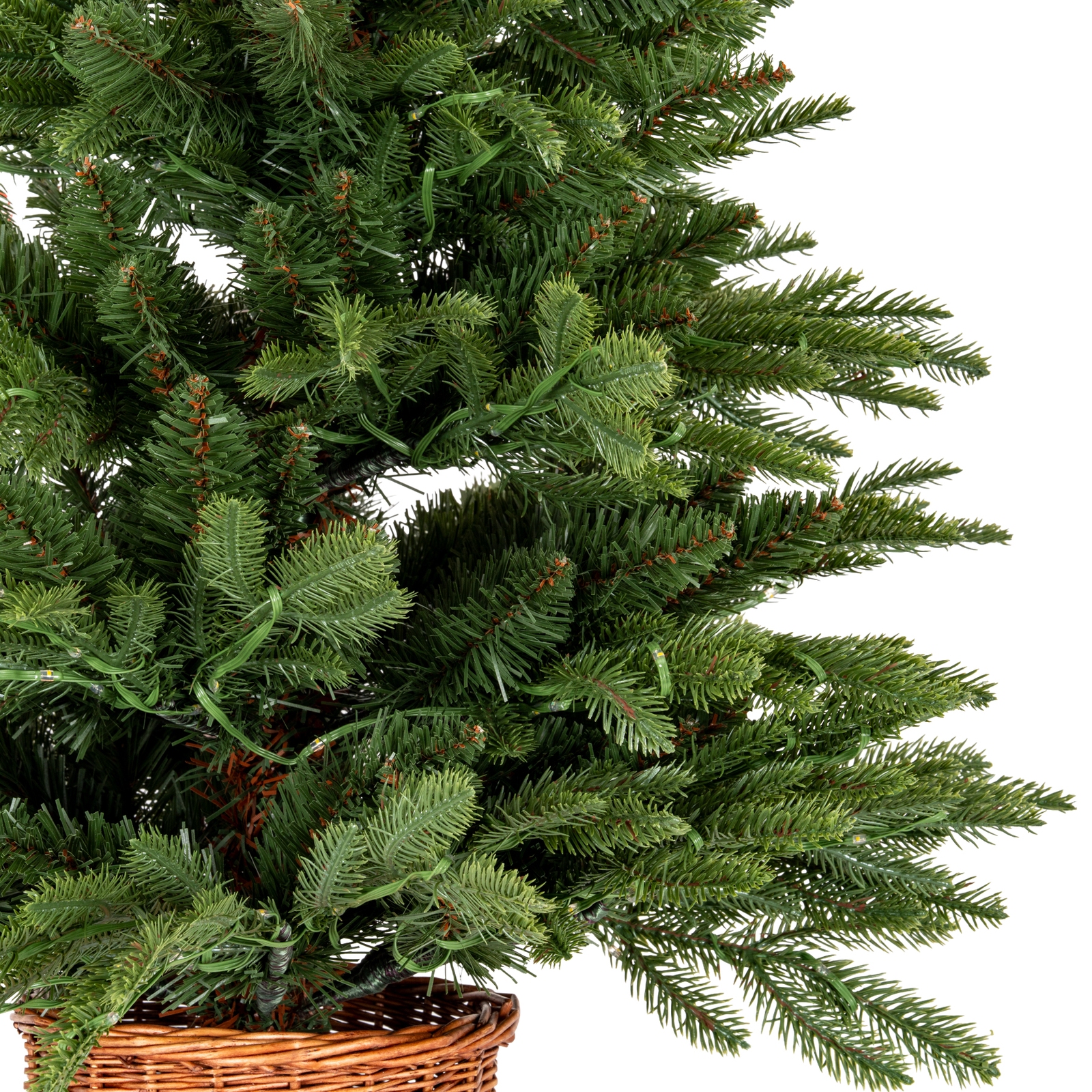 Norway Fir Pre-Lit LLED 300L  Fir Tree In Rattan Pot - Image 2