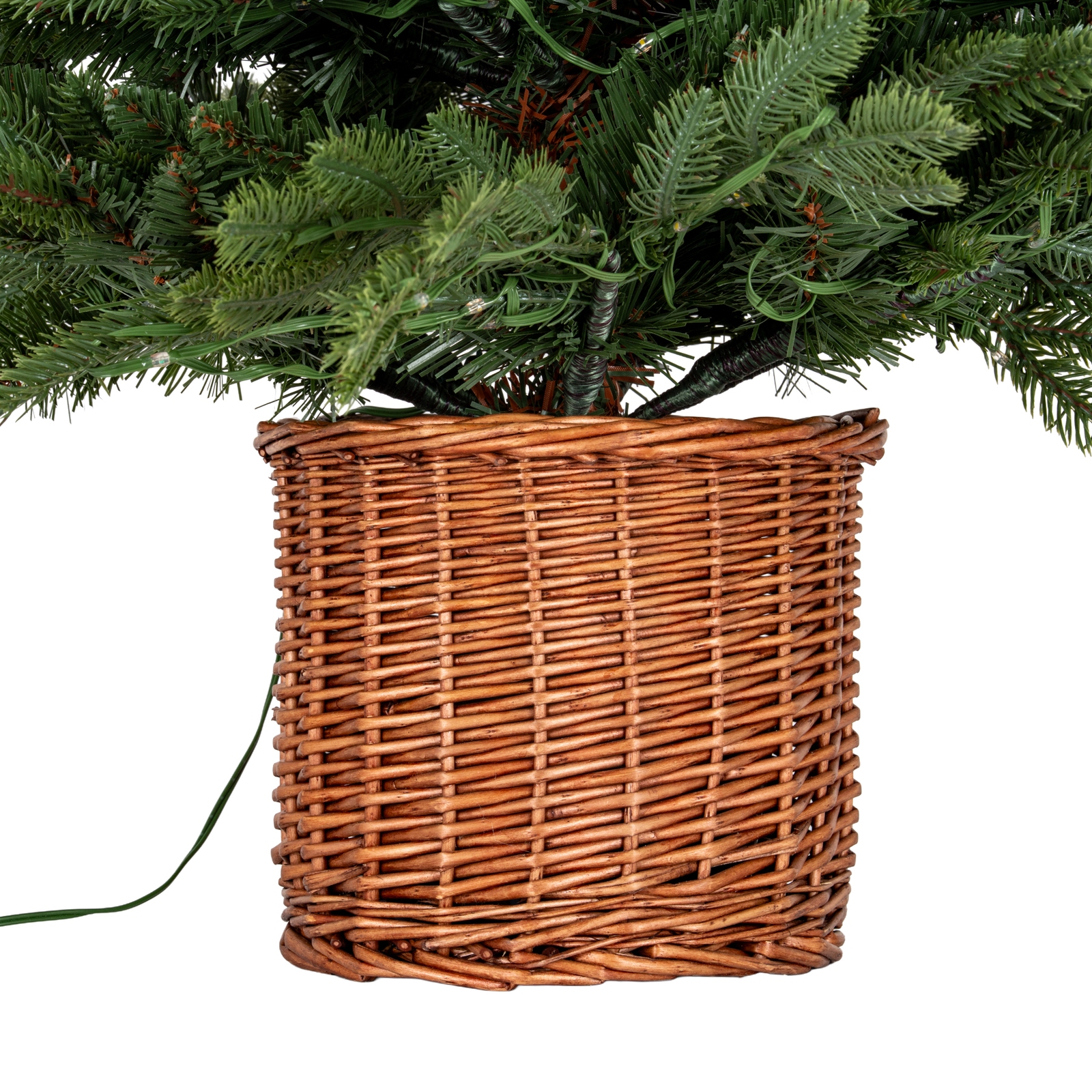 Norway Fir Pre-Lit LLED 300L  Fir Tree In Rattan Pot - Image 3