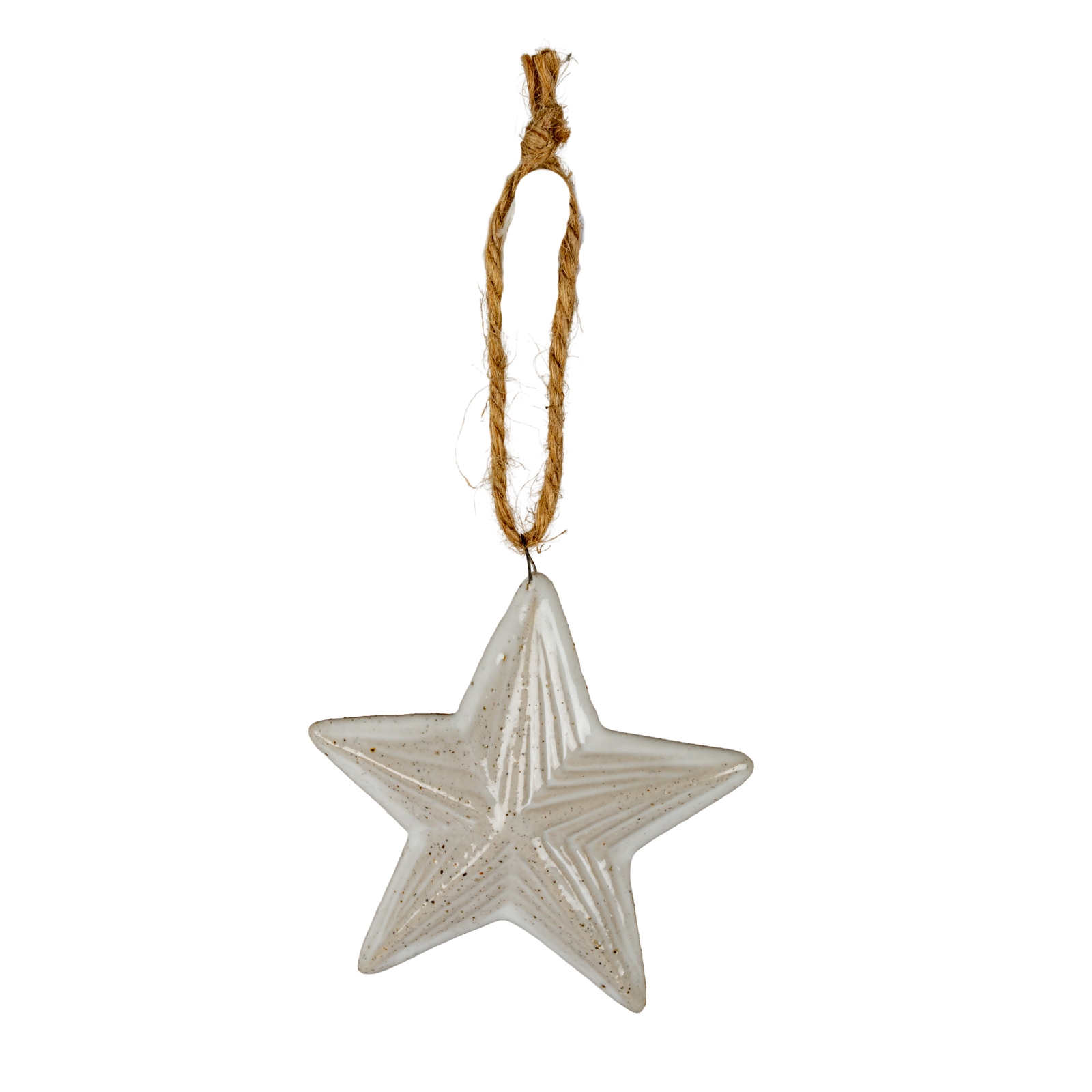 Flurry Star White Ceramic Tree Ornament - Image 1