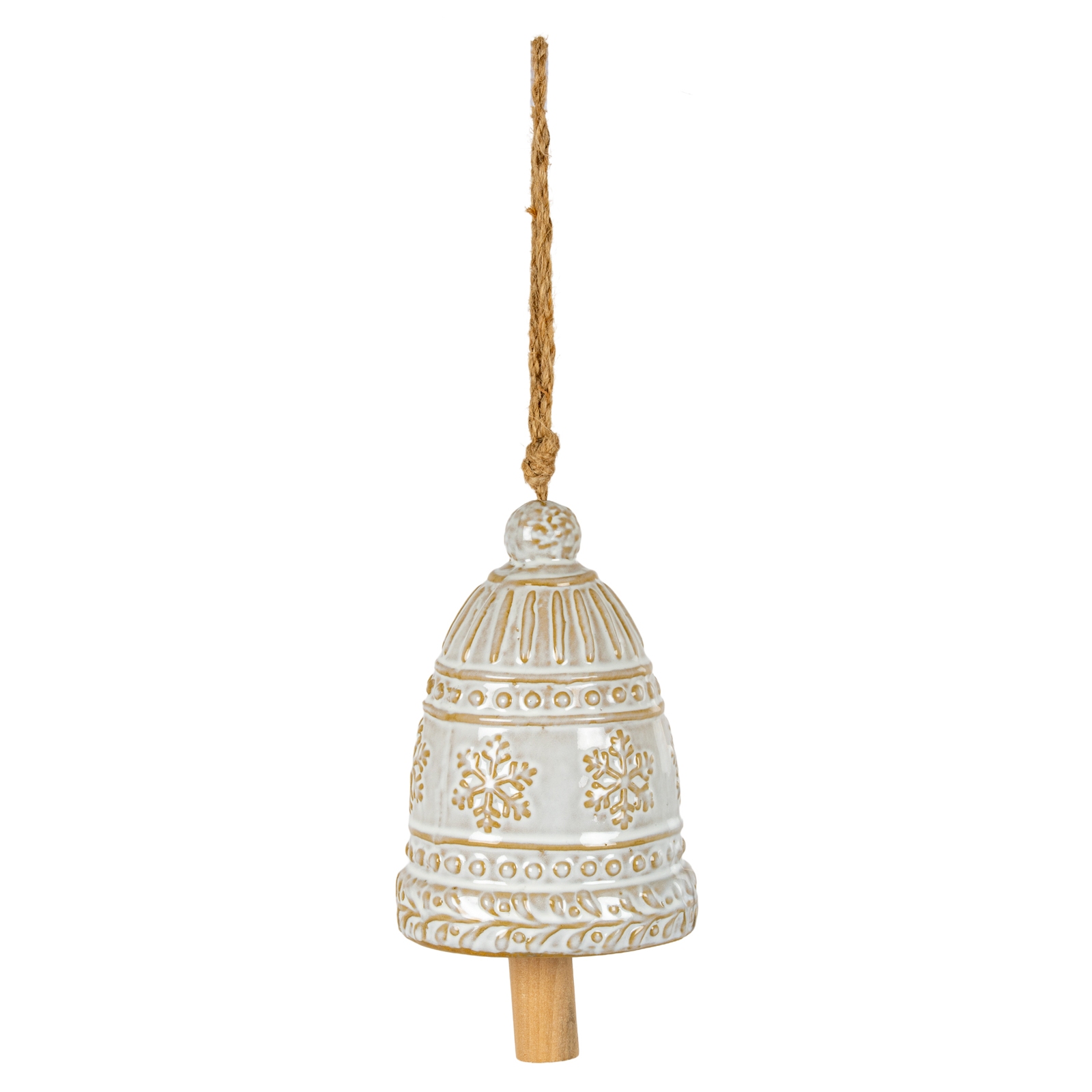 Large Ceramic Bell Tree Ornament With Snowflake Detail - Image 1