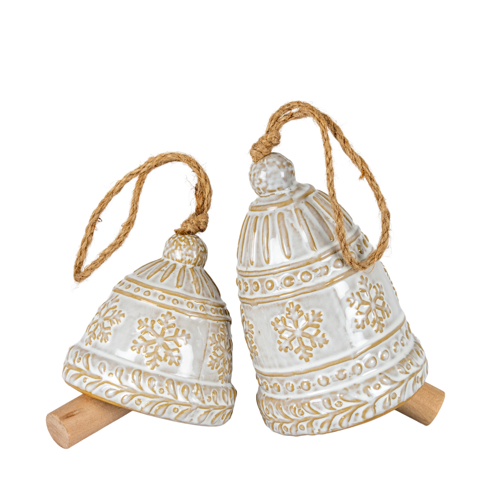 Ceramic Bell Tree Ornament With Snowflake Detail - Image 3
