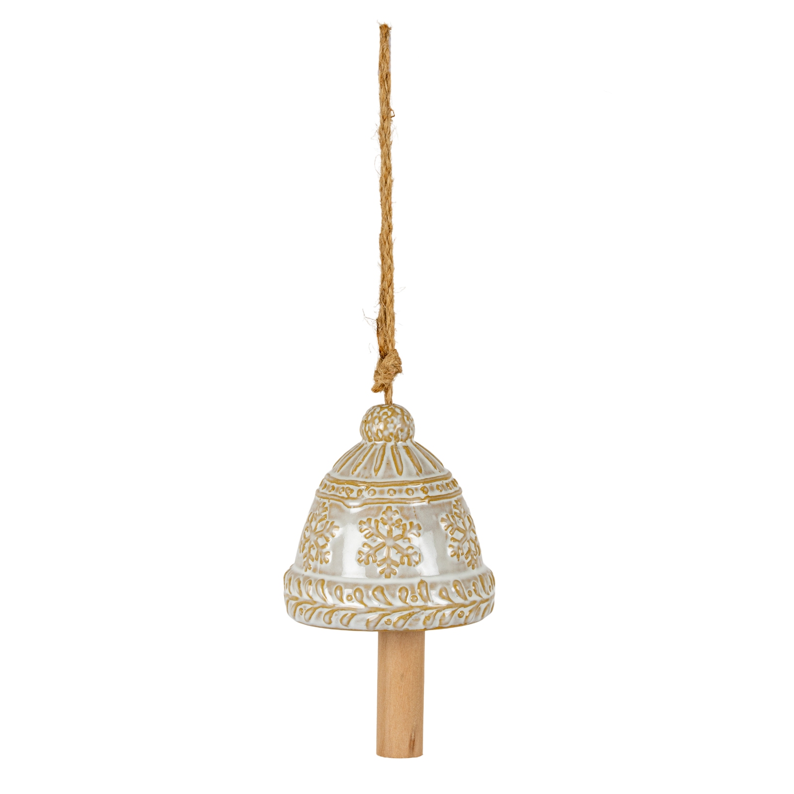 Ceramic Bell Tree Ornament With Snowflake Detail - Image 1