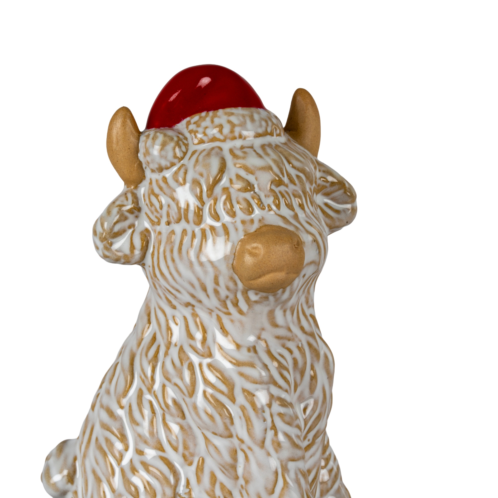 Merry Moo Ceramic Cow Ornament Gazing Right - Image 2