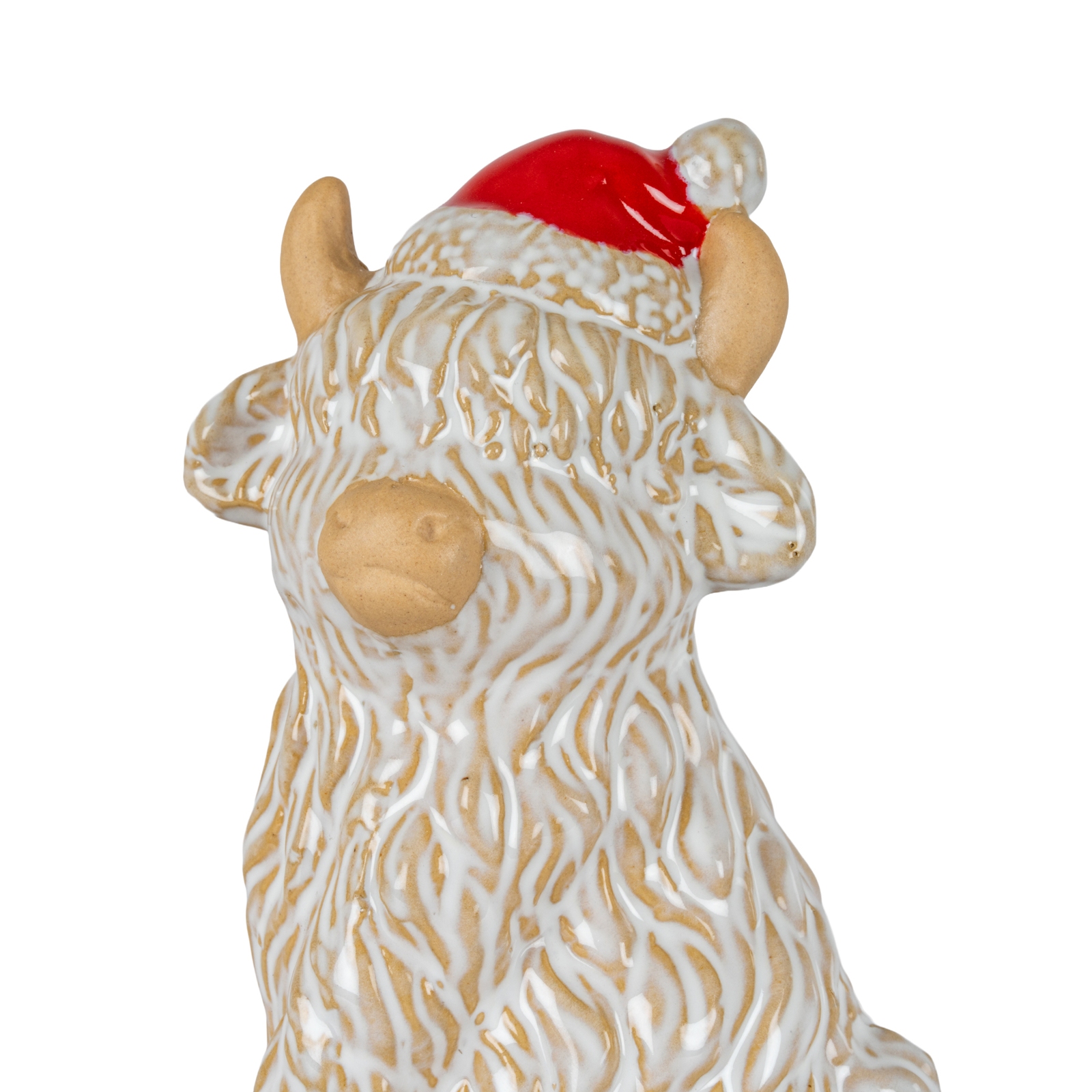 Merry Moo Ceramic Cow Ornament Gazing Left - Image 2