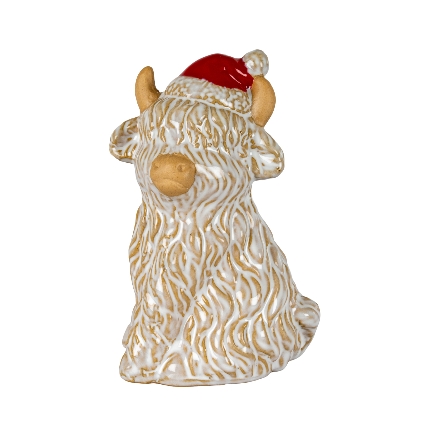 Merry Moo Ceramic Cow Ornament Gazing Left - Image 1