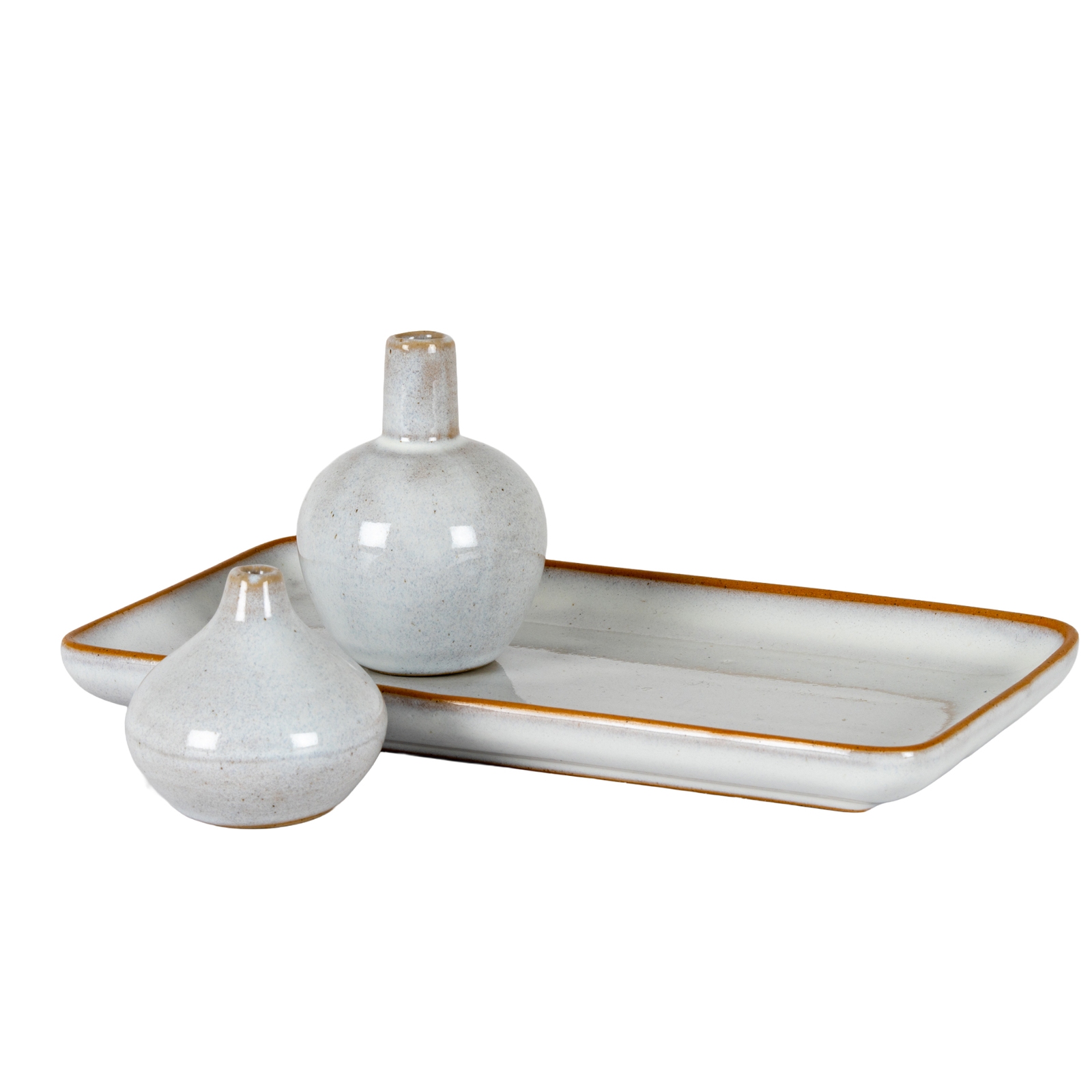 Mellow Ceramic Set Of 3 Round Vases And Plate Set - Image 3