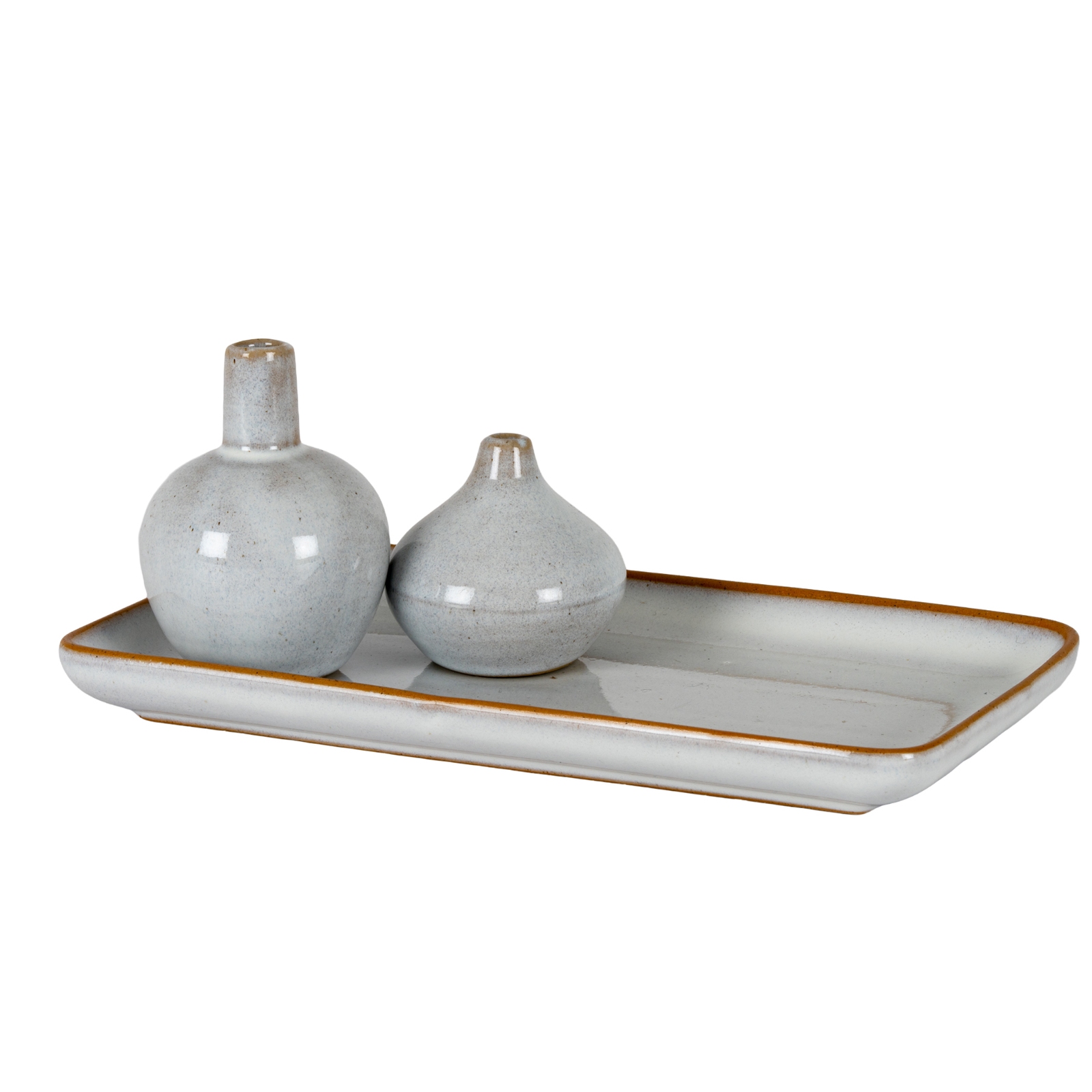 Mellow Ceramic Set Of 2 Round Vases And Plate Set - Image 1