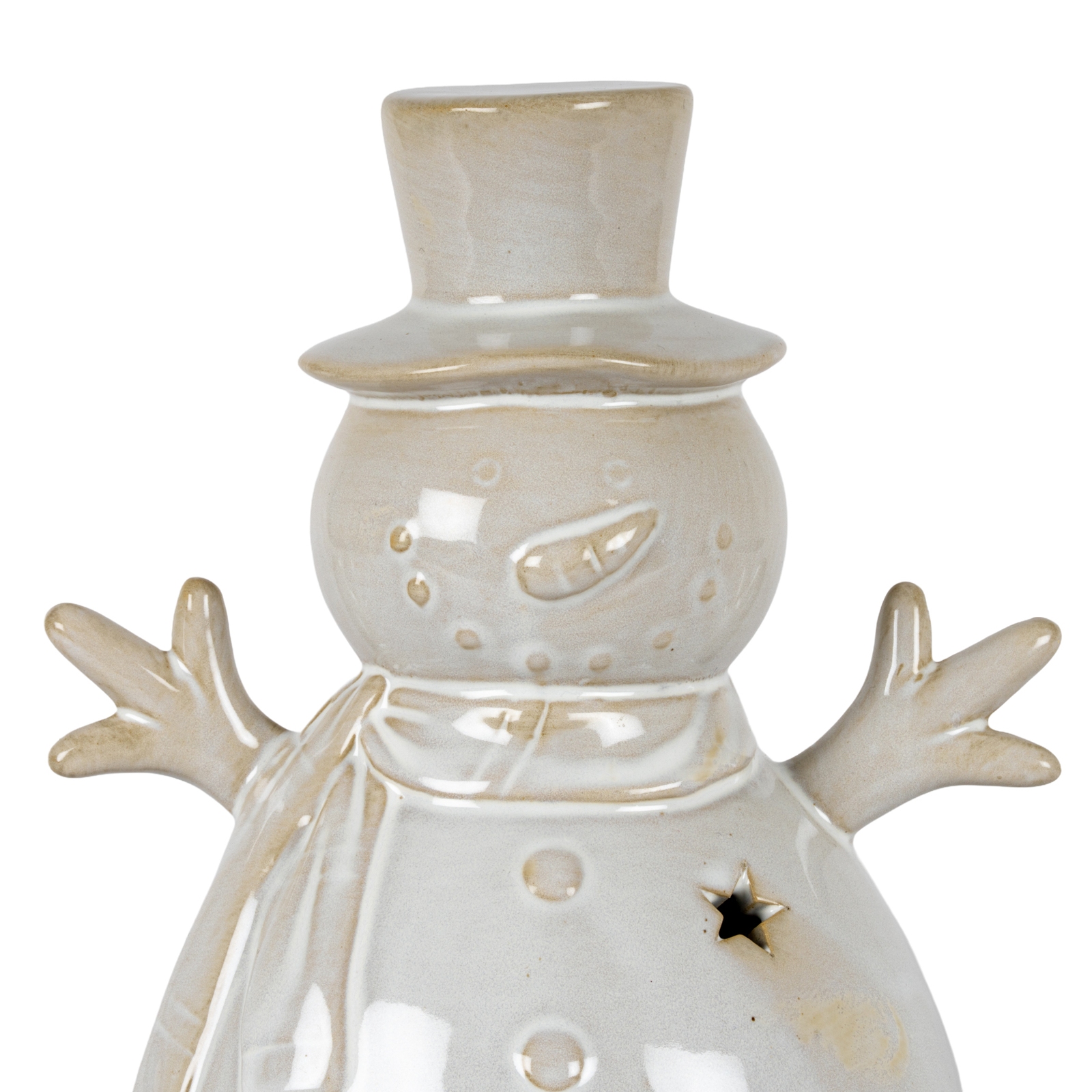 Alora Ceramic Large Snowman With LED Light - Image 3