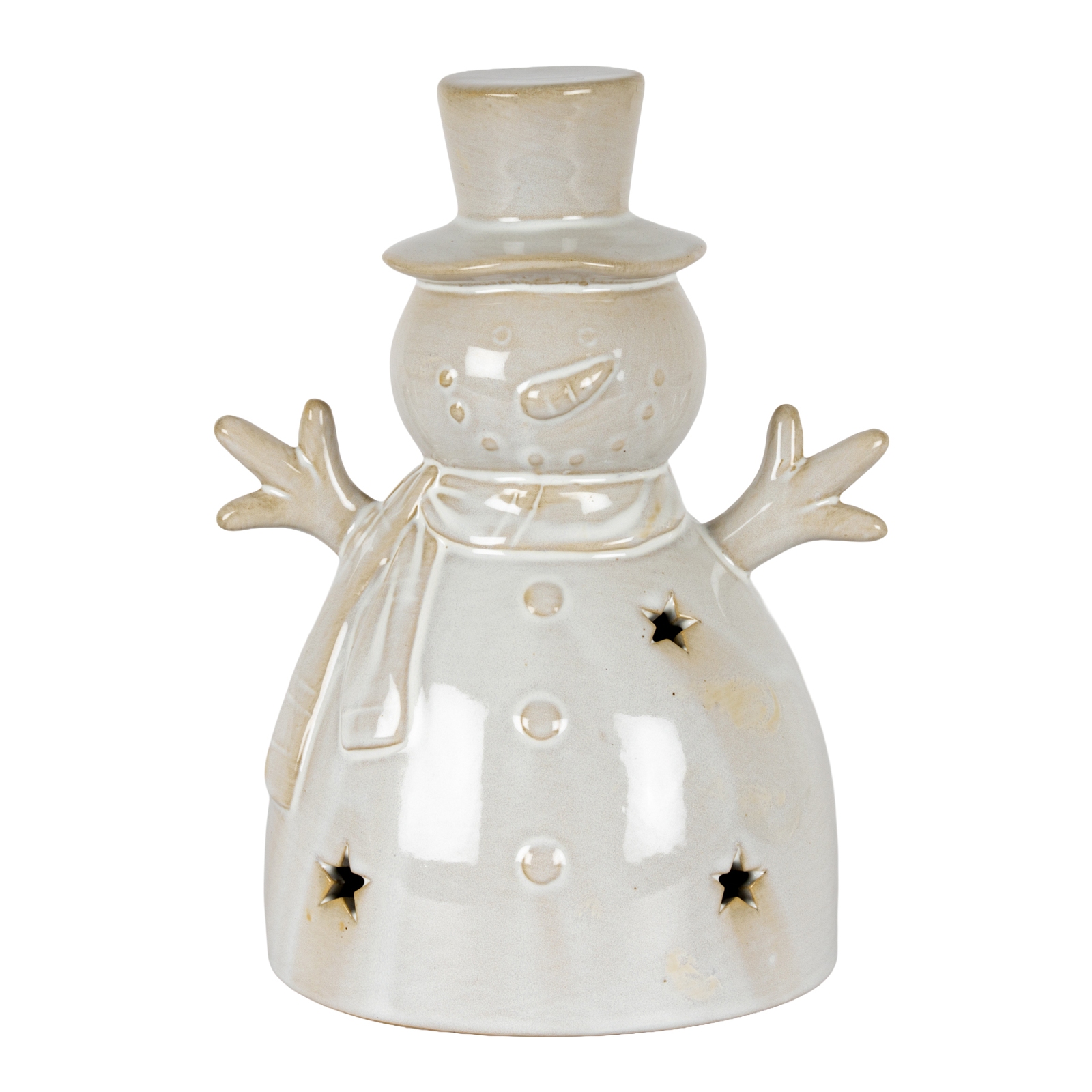 Alora Ceramic Large Snowman With LED Light - Image 1
