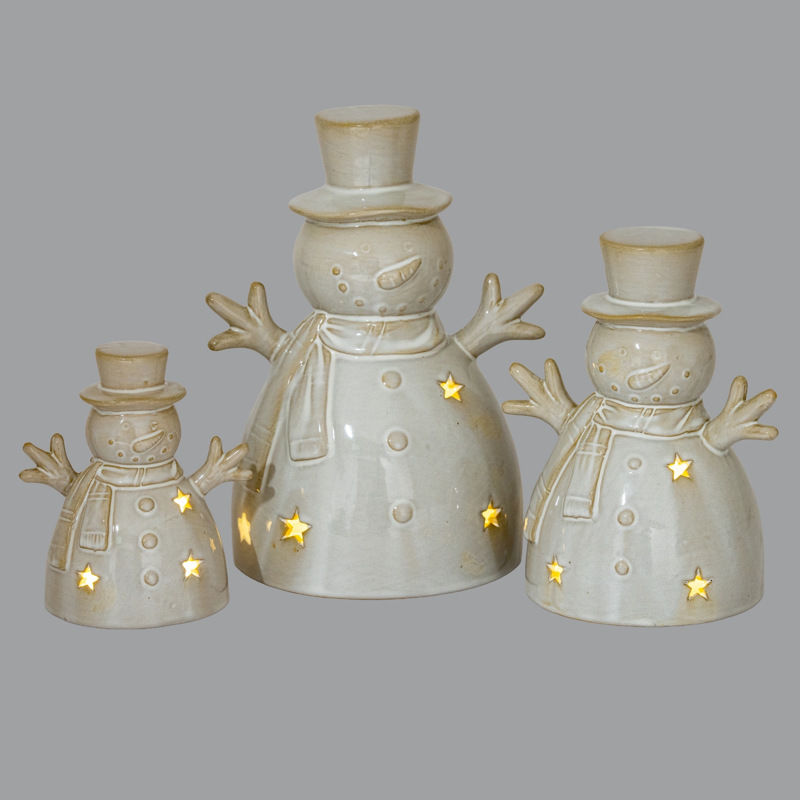 Alora Ceramic Medium Snowman With LED Light - Image 6