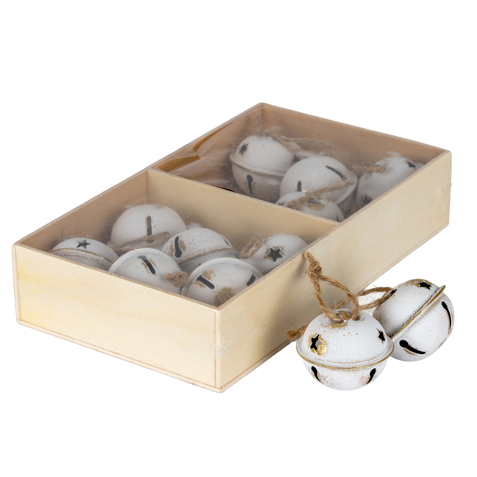 Twelve Metal Nordic Bells in Wooden Box - Image 1