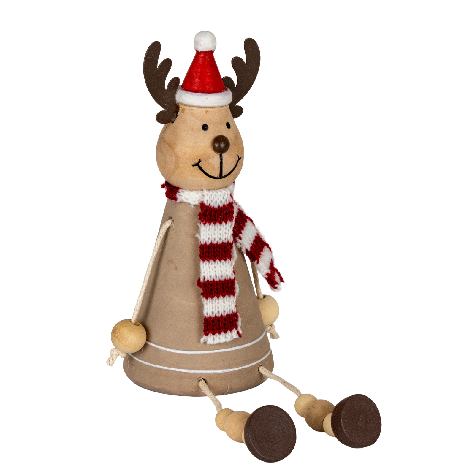 Wooden Jolly Sitting Reindeer Decoration - Image 1