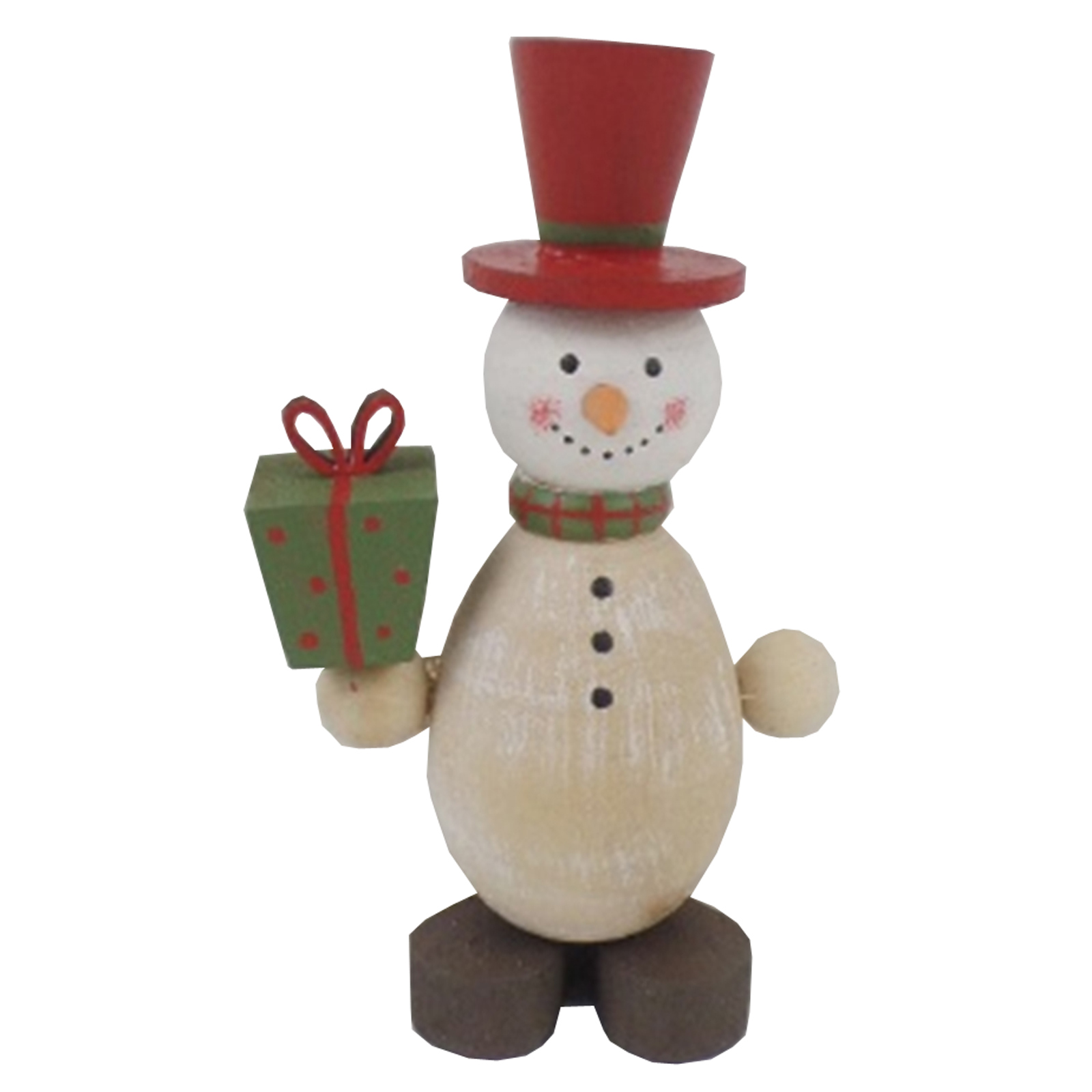 Wooden Snowman with Present - Image 1