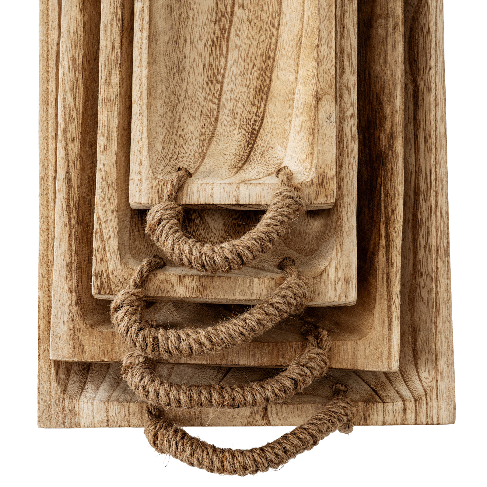 Set Of 4 Artisan Rectangular Trays With Rope Handles - Image 4