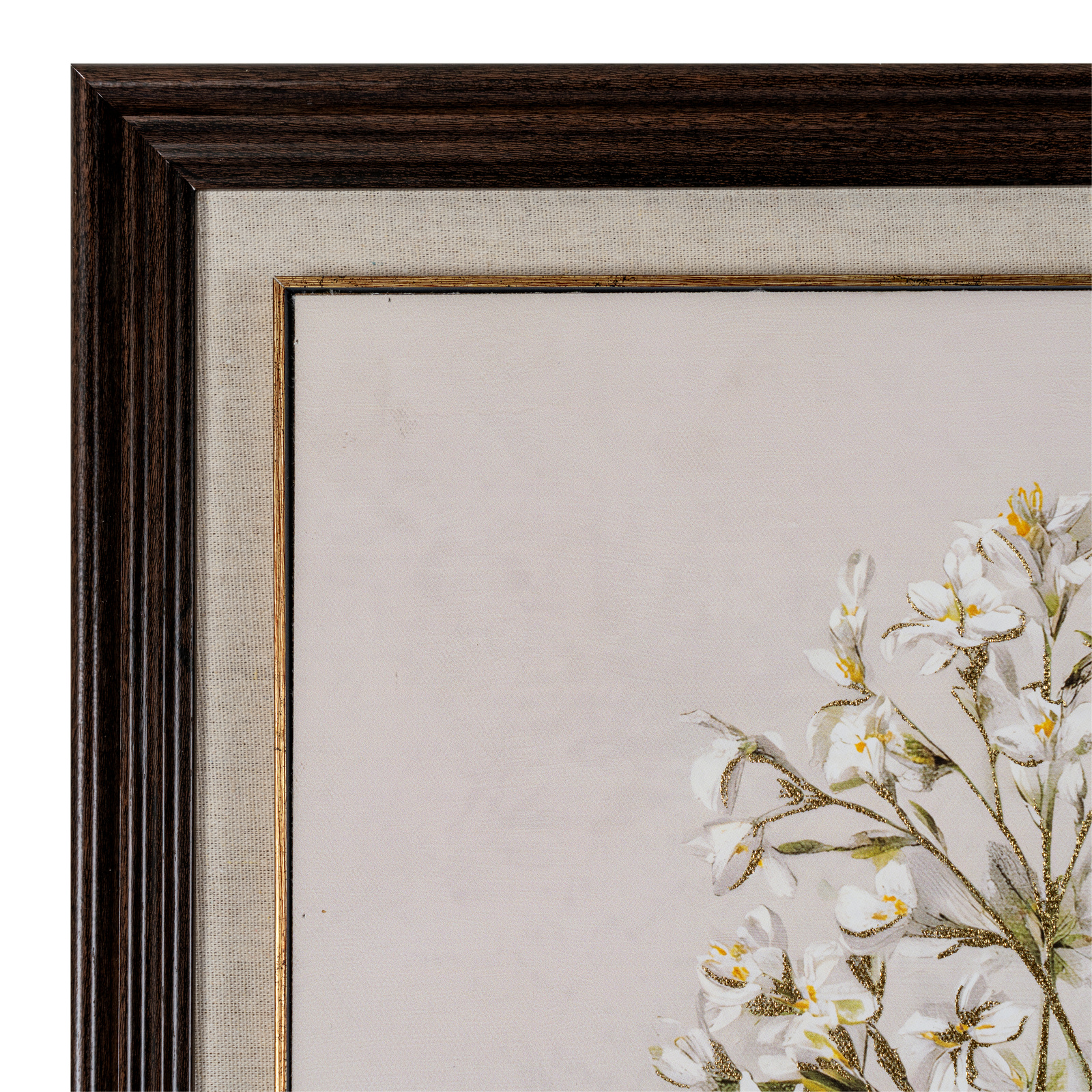 Flora & Fauna Collection White Wildflower on Linen in Frame - Image 3