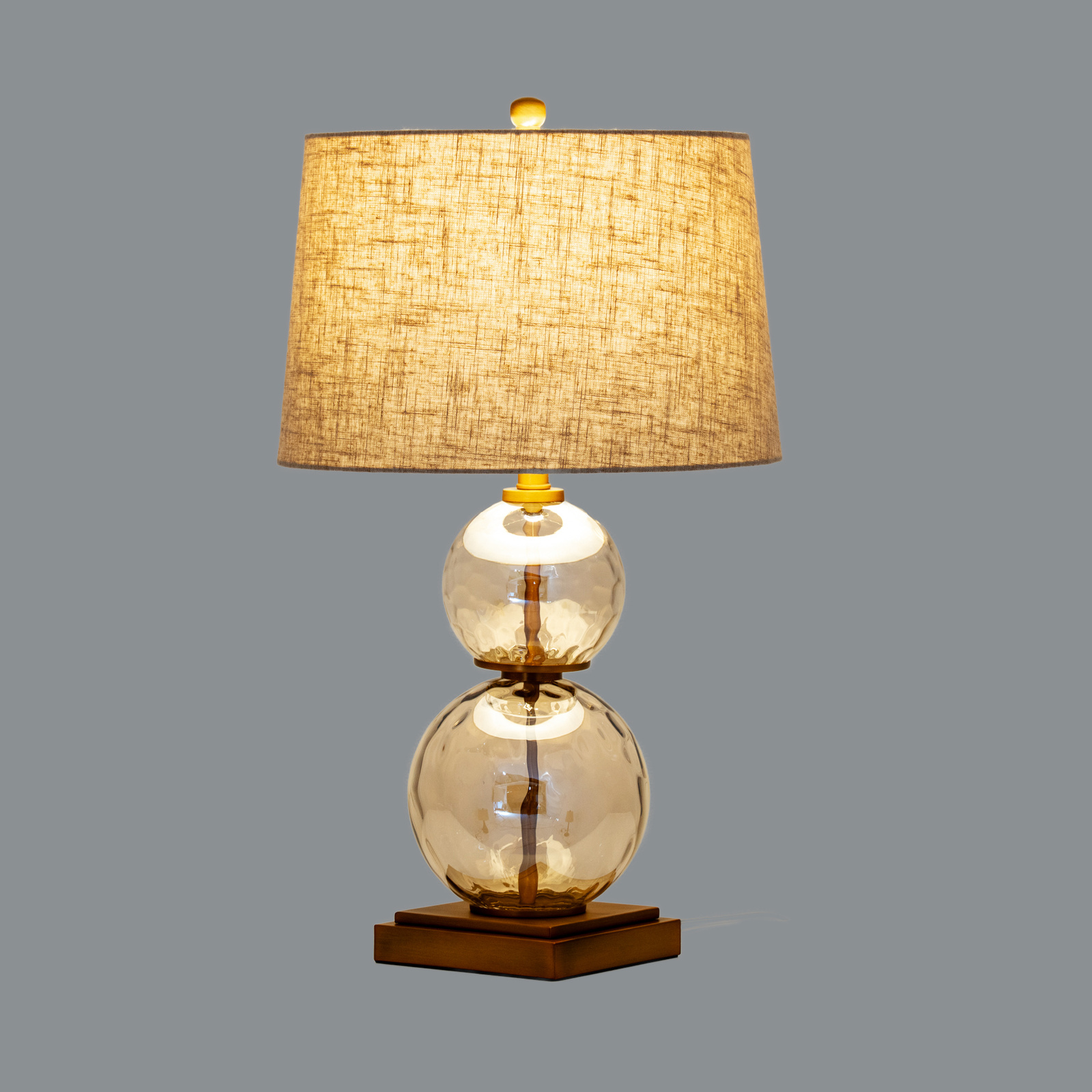 Savoy Glass And Gold Finished Table Lamp With Linen Shade - Image 2