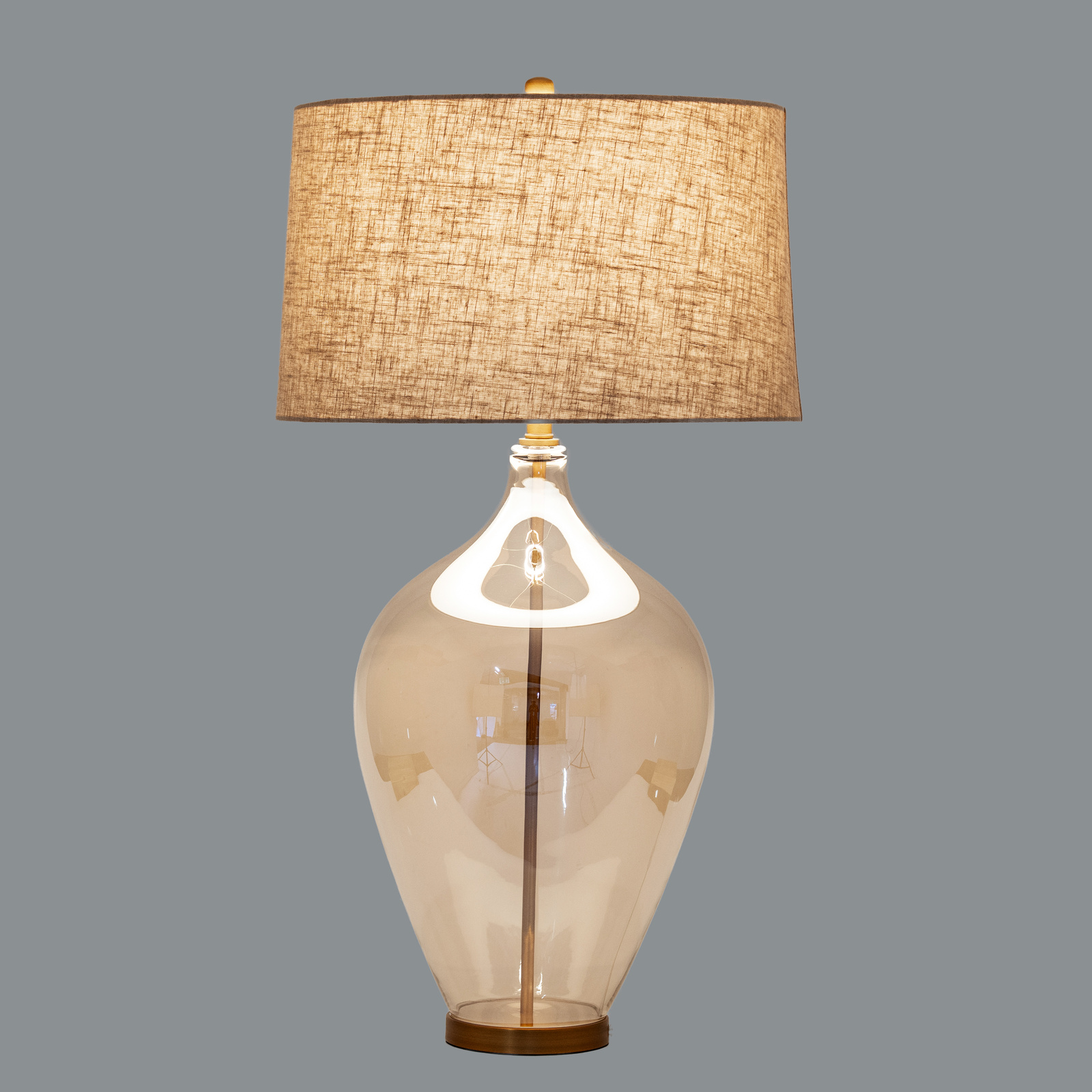 Opaline Glass Table Lamp With Linen Shade - Image 2