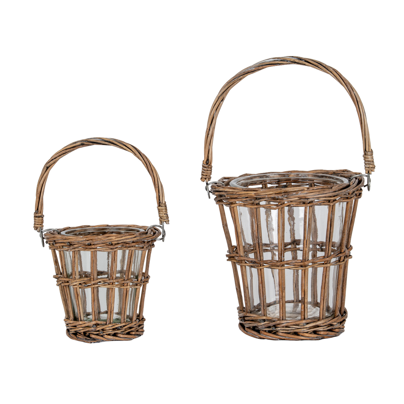 Briar Collection Small Wicker Basket Lantern With Handle - Image 2