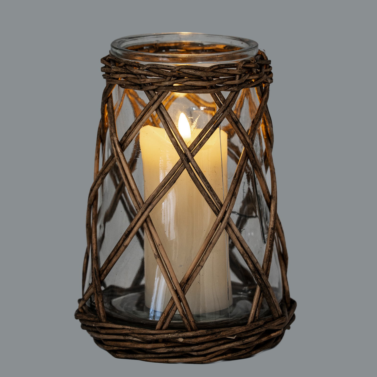 Briar Collection Large Wicker Pillar Lantern - Image 3