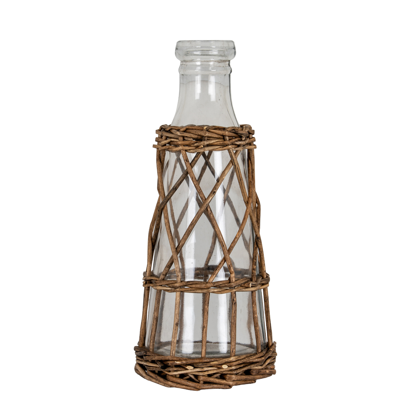 Briar Collection Medium Glass And Wicker Bottle Carafe - Image 1