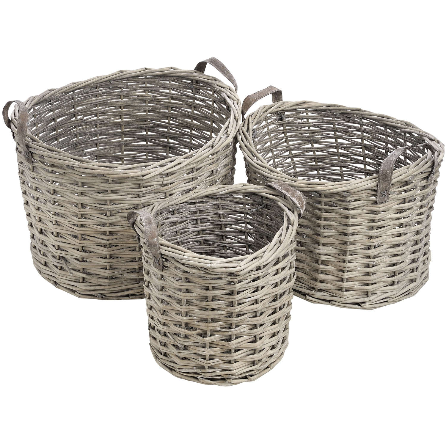 SET OF 3 WICKER STORAGE BASKETS From Hill Interiors