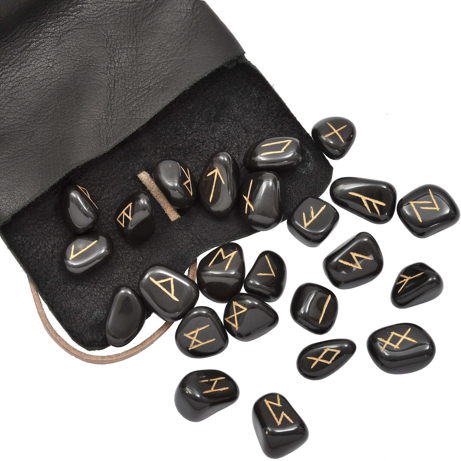 Runes Set with Black Leather Pouch From Way Of The Warrior