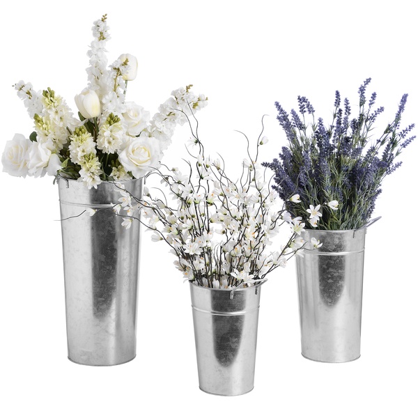 Sot Of Three Galvanised Flower Buckets Wholesale by Hill Interiors