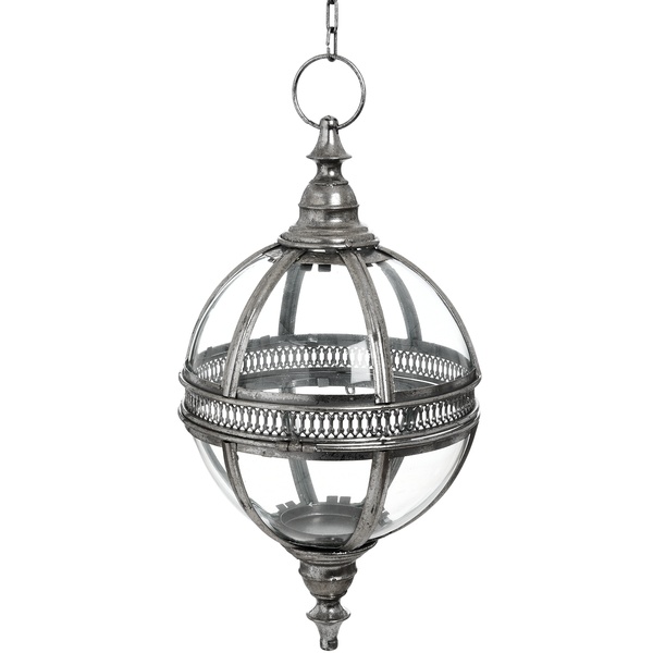 Antique Silver Hanging Glass Sphere From Hill Interiors