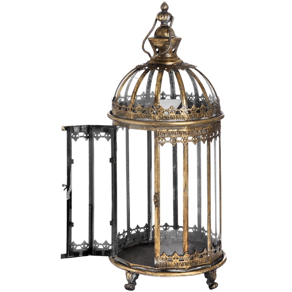 Antique Gold Circular Lantern With Dome Top From Hill Interiors