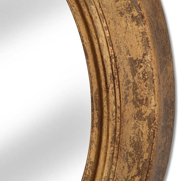 Deep Rimmed Antique Gold Large Round Mirror From Hill Interiors