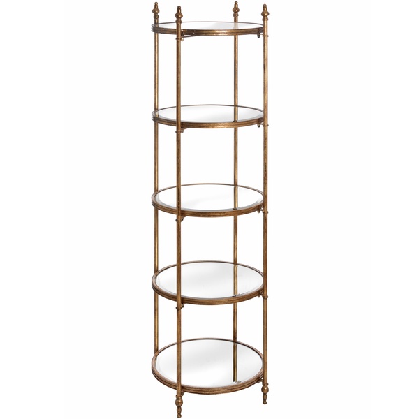 Antique Gold Tall Round Display Shelf From Hill Interiors
