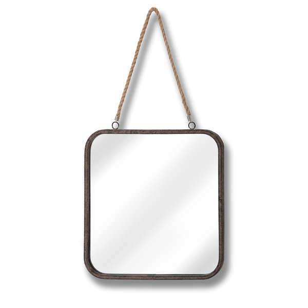 Square Industrial Mirror With Rope Hanger From Hill Interiors Square Industrial Mirror With Rope Hanger