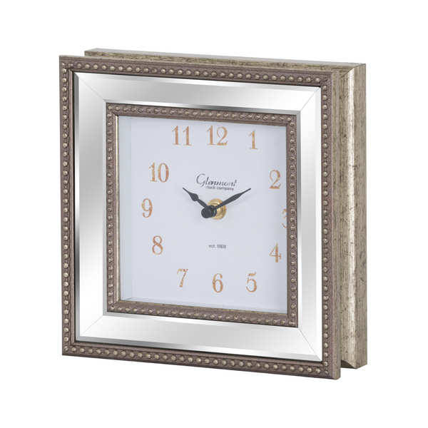 Square Bevelled Mirror Framed Free Standing Clock From Hill