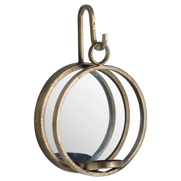 Small Bronze Wall Hanging Mirrored Candle Holder Wholesale by Hill Interiors