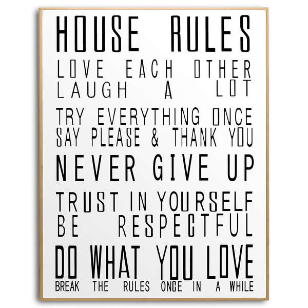 Large Glass House Rules Wall Art | Wholesale by Hill Interiors