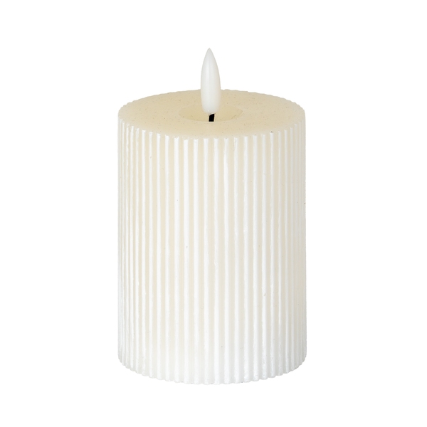 Luxe Collection Natural Glow 3x4 Textured Ribbed LED Candle