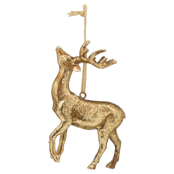Hanging Gold Stag Ornament | Wholesale by Hill Interiors