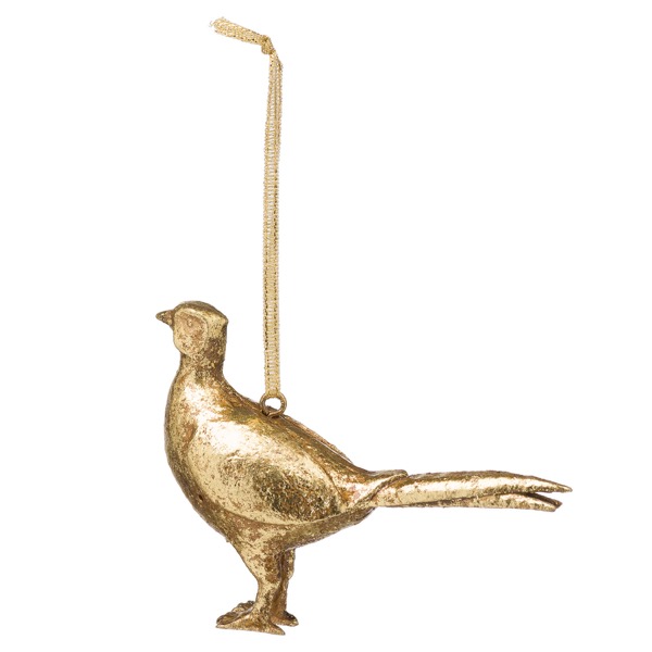 Hanging Gold Pheasant Ornament Wholesale by Hill Interiors