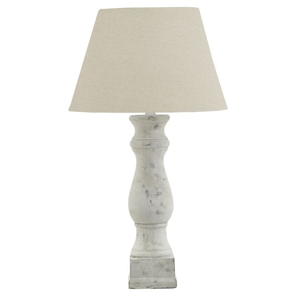Darcy Antique White Candlestick Table Lamp With Linen Shade