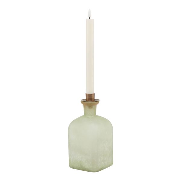 Smoked Sage and Aged Brass Large Candle Holder Vase