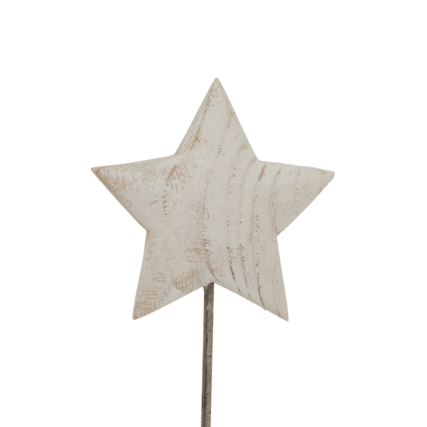 Whitewashed Rustic Star On Stand