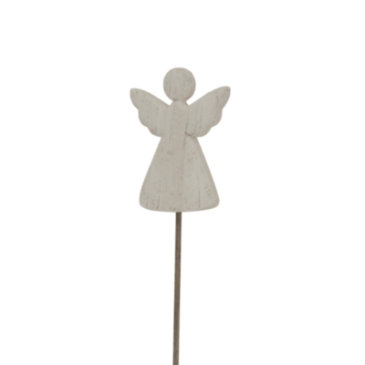 Large Whitewashed Rustic Angel On Stand