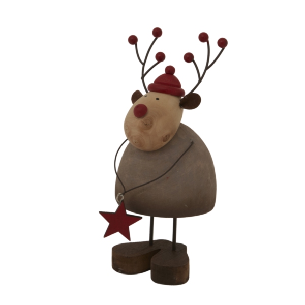 Large Rustic Reindeer With Star Decoration